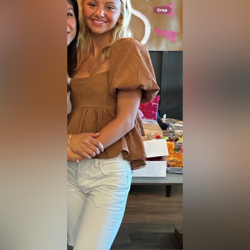 Francesca's Collections Brown Puff Sleeve Blouse